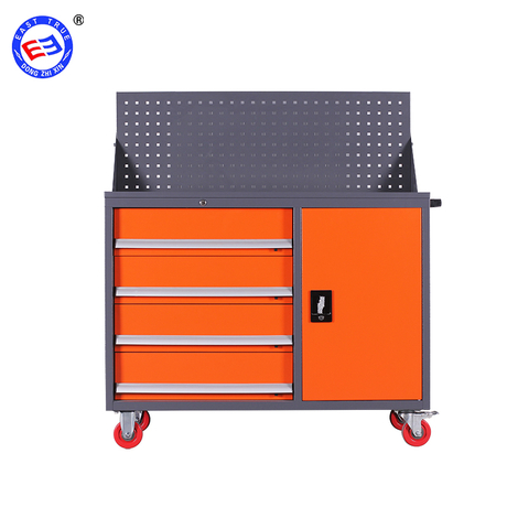 橙色五层一门小推车工具柜